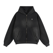Sunfade Two-way Zipper Boxy Fleece Hoodie