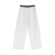 Plaid Contrast Waist Pants